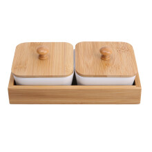 Ceramic Snack Bowl Set For Indoor Outdoor Events, Divided Serving Dishes With Bamboo Trays For Picnics And Barbecues, Easy To Clean And Reuse (Eco-Fri
