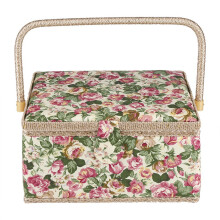 Craftsmanship in a Basket: Quality Materials Meet Vintage Style in this Sewing Basket with Removable Tray, Interior Pocket & Magnetic Snap Closure, fo
