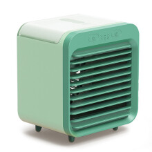 Ar condicionado portátil compacto para mesa, camping e escritório, com 3 velocidades de vento, fácil de limpar e usar.