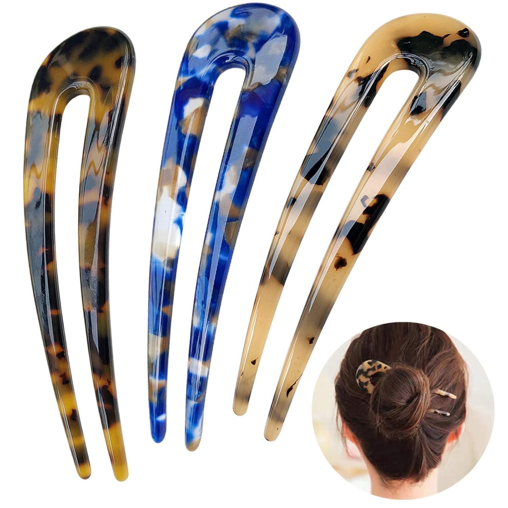 Unisex Light Timeless Tortoise Shell Hair Stick, Comfortable Hold Hair Accessories For Thick Hair Clips, U Shaped Hair Pins Durable & Holds Tightly,