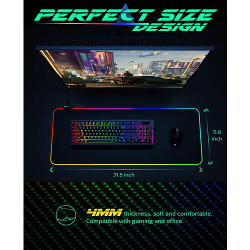 Λαμπερό RGB Gaming Pad, Επιφάνεια από νανο-υφή υφάσματος για ακριβή έλεγχο, Ελαστικό 2