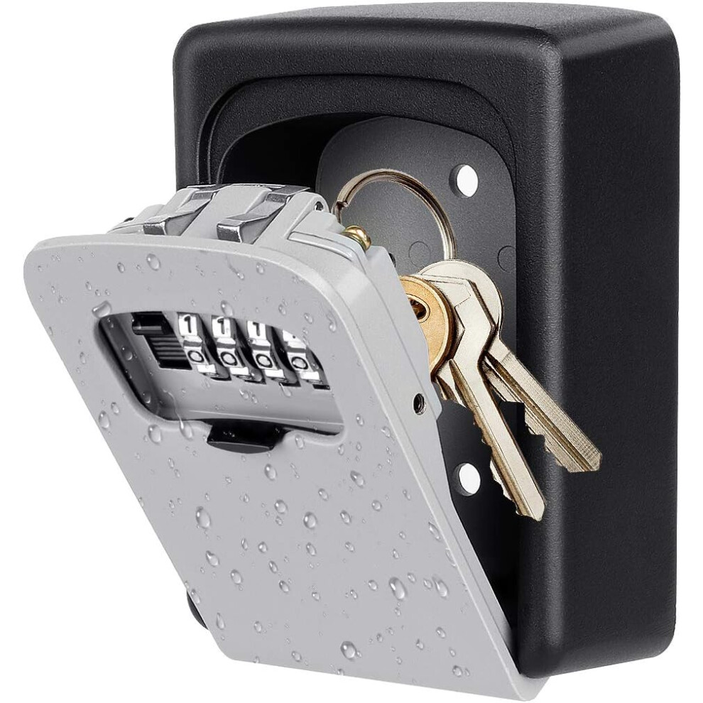 Combination Lockbox, High Security 4-Digit Resettable Code For House Key Storage, Anti-Rust Zinc Alloy Ensures Durability, Large Key Capacity Lockbox 9340258507038