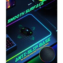 Tapete de jogos RGB estendido, base de borracha antiderrapante de microfibra macia para jogabilidade perfeita, plug and play com função de memória