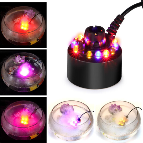 Enchanting Pond Fog, Ultrasonic Mist Maker With 12 LED Lights For Indoor Outdoor Water Fountain Decor, Air Humidifier Ideal For Rockery Fish Tank