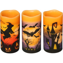 Décoration d'Halloween terrifiante, bougies sans flamme en cire véritable, fonctionnant sur piles avec télécommande, thème horrifique pour une