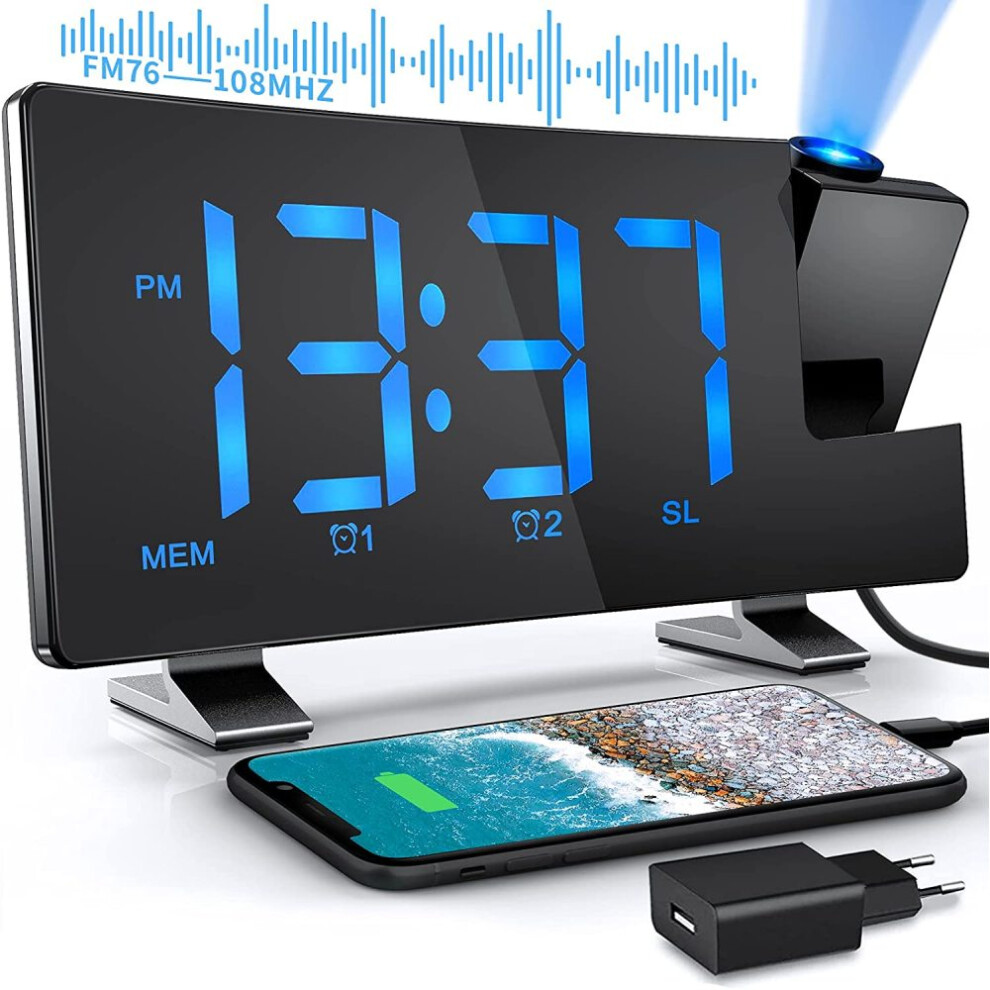Digital Clocks for Bedroom, Loud Dual Alarms Big Snooze Button Adjustable Brightness Dimmer for Heavy Sleepers Kids Elderly, Rotatable Swivel