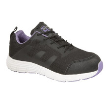 (6 UK, Black/Lilac) Grafters Womens/Ladies Toe Capped Safety Trainers