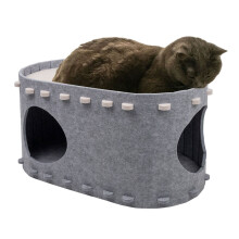 Cats House Assembly Cat Tree Bed for Indoor Cat-Light Grey