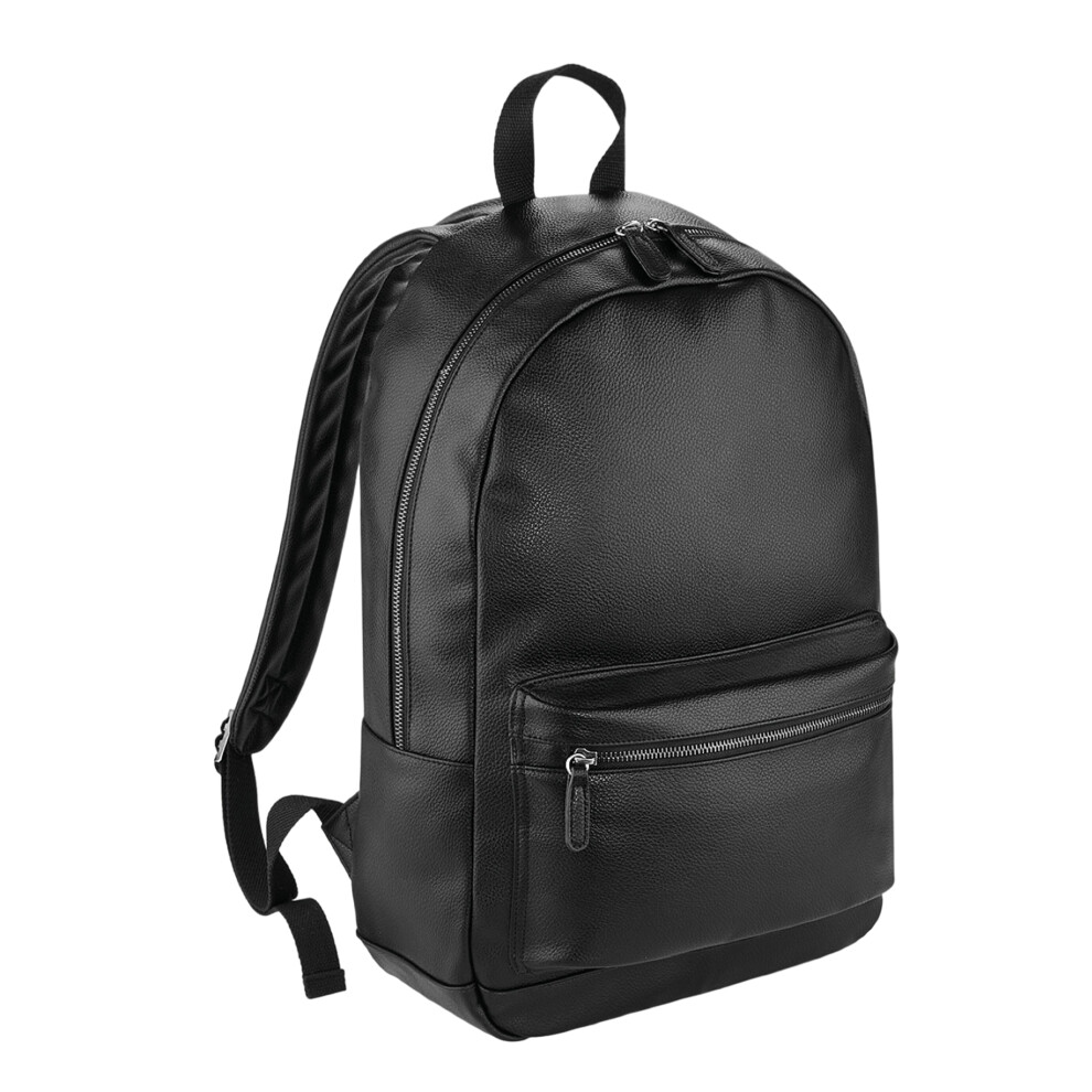 New Bagbase Unisex Adult Faux Leather Backpack Black