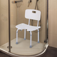 HOMCOM Adjustable Aluminum Shower Bath Stool Spa Chair w/ Non-Slip Feet, Handle