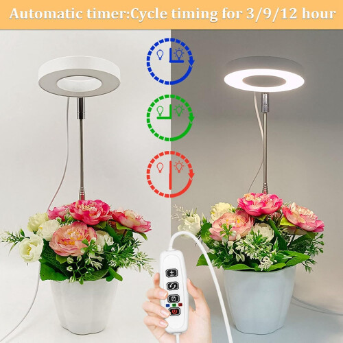 LED Grow Light, Full Spectrum Plant Light, 4 Dimmable Brightness, 3.5in Circle 1