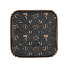 Ceramic Dinner Plate with Scratch Resistant Frosted Surface, Black Square Steak Pasta Seafood Party Use, 15x15cm