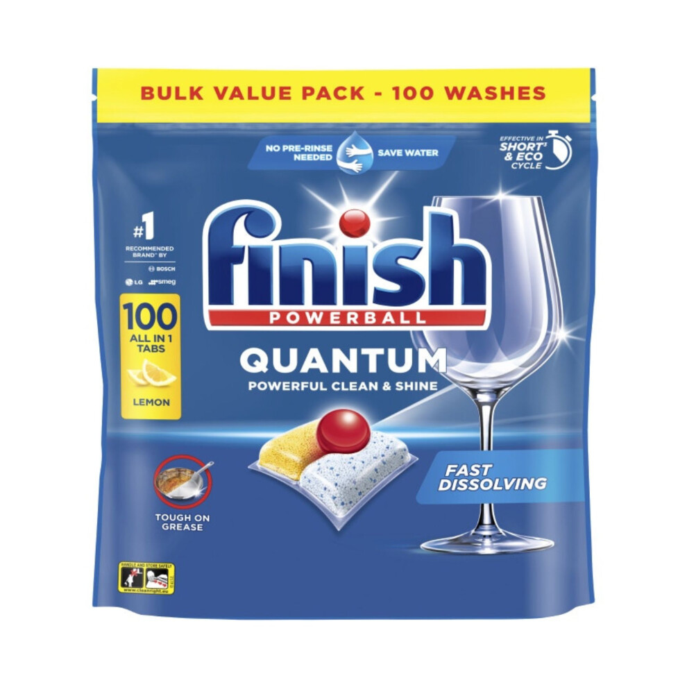 Finish Quantum Infinity Shine Dishwasher Tablets Bulk | Scent: Lemon | Size: 100 Dishwasher Tabs | For Sparkling Clean (Lemon)