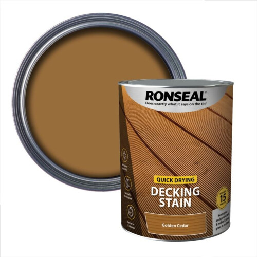 Ronseal Ronseal Quick Drying Decking Stain Golden Cedar 5 litre 39081 1