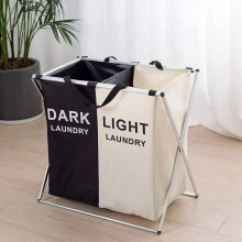 Three Section Foldable Laundry Hamper Organizer Featuring Aluminum Frame Support Waterproof Oxford Fabric Construction Large Capacity Storage Solution