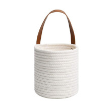 Cotton Rope Woven Storage Basket for Wall Mounting, Macrame Closet Shelf with Handle Stylish Wall Mounted Bin for Kitchen Bathroom Nursery Decor, Hang