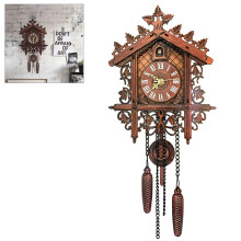Traditional Cuckoo Clock with Wooden Decorations and Compact Size, Night Mode Quartz Movement Sound Control Singing Bird Swinging Pendulum Moving Part