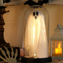 Fantasma fofo com luz, decoração de Halloween para ambientes internos, luz noturna de fantasma feita à mão com luzes LED para casa, cozinha,