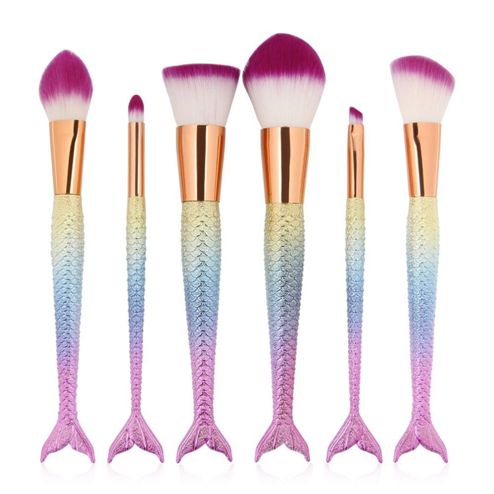 Glamorous Mermaid Makeup Brushes, Ideal For Gift, Soft Nylon Bristles For Professional Use, Non-Shedding Foundation Powder Application, Eye Shadows