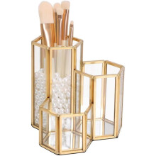 Porte-pinceaux de maquillage hexagonal en forme de prisme, base antidérapante pour une sécurité optimale, structure pliable pour une grande