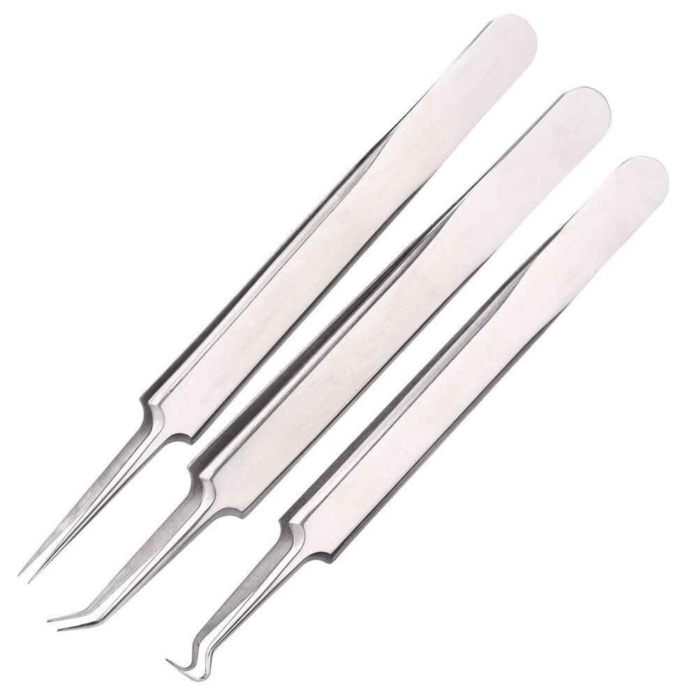 Ingrown Hair Solution, Splinter Removal, Stainless Steel Precision Tweezers, Professional Facial Extraction Set, Blemish Removal Tools, Portable