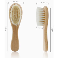 Escova de limpeza facial para esfoliação, cerdas naturais, cabo de madeira, suave para a pele.