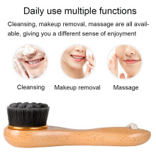Limpeza facial manual, escova facial a seco para pele sensível, tez mais luminosa, limpador ultra suave com fibra de carvão de bambu para limpeza