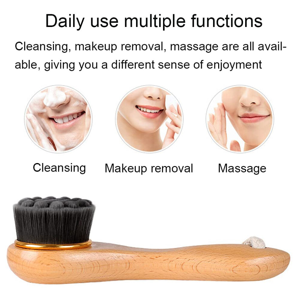 Ultra Gentle Cleanser, Natural Bristles for Deep Cleansing, Bamboo Charcoal Fiber Facial Brush Promoting Blood Circulation, Manual Facial Cleansing
