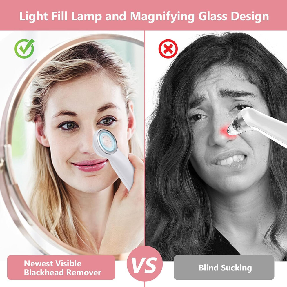 Light Professional Blackhead Remover Vacuum, Eco-Friendly Material Upgraded Vacuum Suction Technology With Magnifier & Led Filling Deep Cleansing