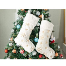 Exquisite Christmas Stockings, Sequin Snowflakes Plush Xmas Stockings for Easy to Hang, Soft and Fluffy Texture, Hanging Loop Design, Fantastic Gift