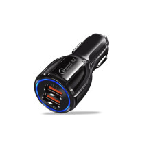 Chargeur de voiture Quick Charge 3.0, sortie 6 A 36 W, conception ultra-compacte en alliage d'aluminium, conception à double port avec un courant