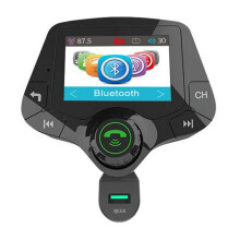Transmissor FM Bluetooth V5.0 revolucionário 4 em 1, design de interface de usuário totalmente colorida, função de assistente de voz,