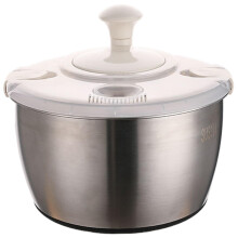 5L Stainless Steel Salad Spinner with Dual Layer Design and Rotating Handle for Fast Drying