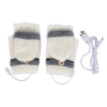 Omvormbare wanten, vingerloze handschoenen, winteraccessoires, touchscreen-vriendelijk, verwarmde handschoenen, USB-voeding, zacht gebreid, rekbaar,