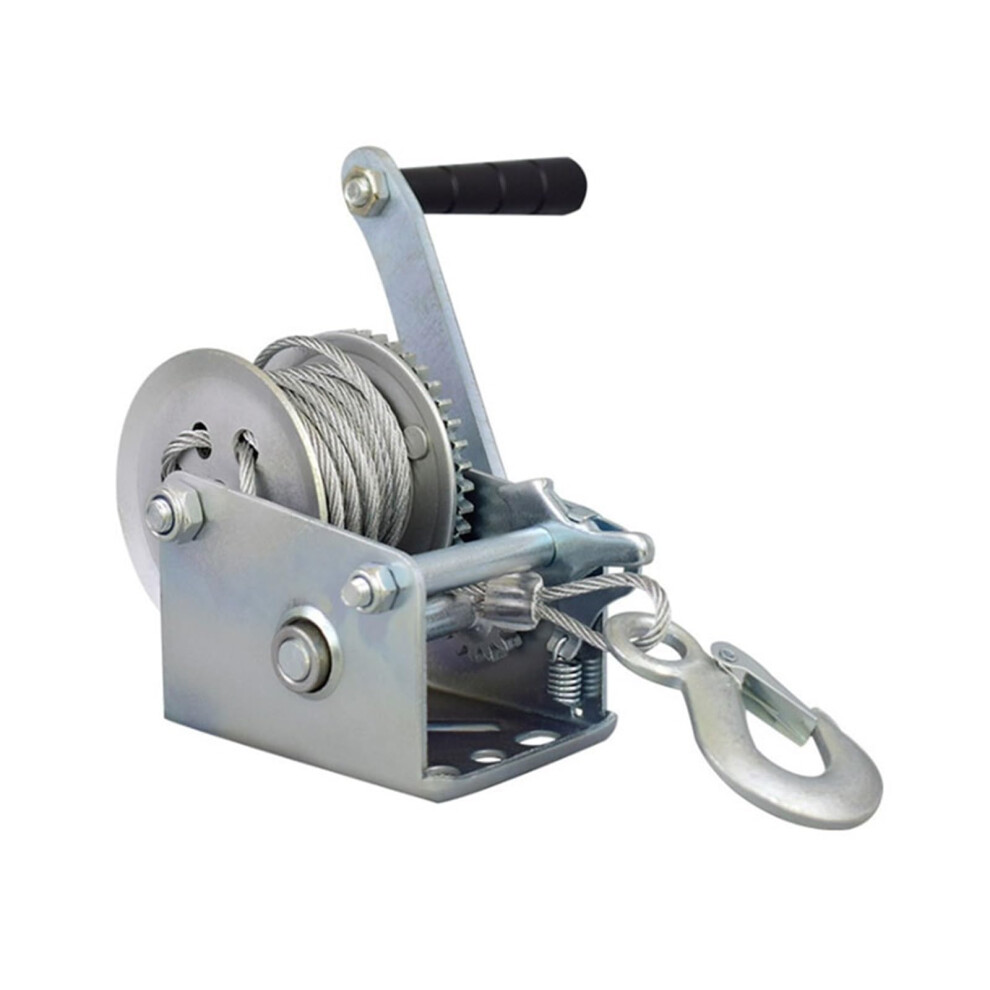 Heavy Duty 2000Lb Hand Winch With Tensile Wire Rope And Ergonomic Steel Handle For Car And Trailer 9044945517262