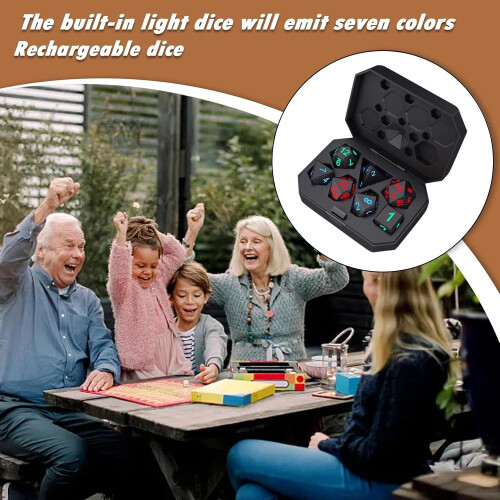 Lighted Dice Set, 25mAh Luminous Dice, Polyhedral Dice Set for Table Games 1