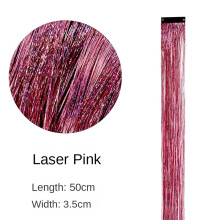 (BB Clip Laser Pink a) 10PCs Btinsel Hair Gold Wire Laser Wire BB Clip Gold Wire