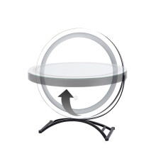 Large LED Makeup Mirror 360 Rotating Vanity Mirror with Bright Lights for Bedroom Beauty Grooming 50cm White and Black