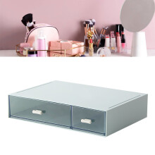Stapelfreier Kunststoff-Schreibtischorganizer mit 2 Schubladen, Blau, 23x17x5cm