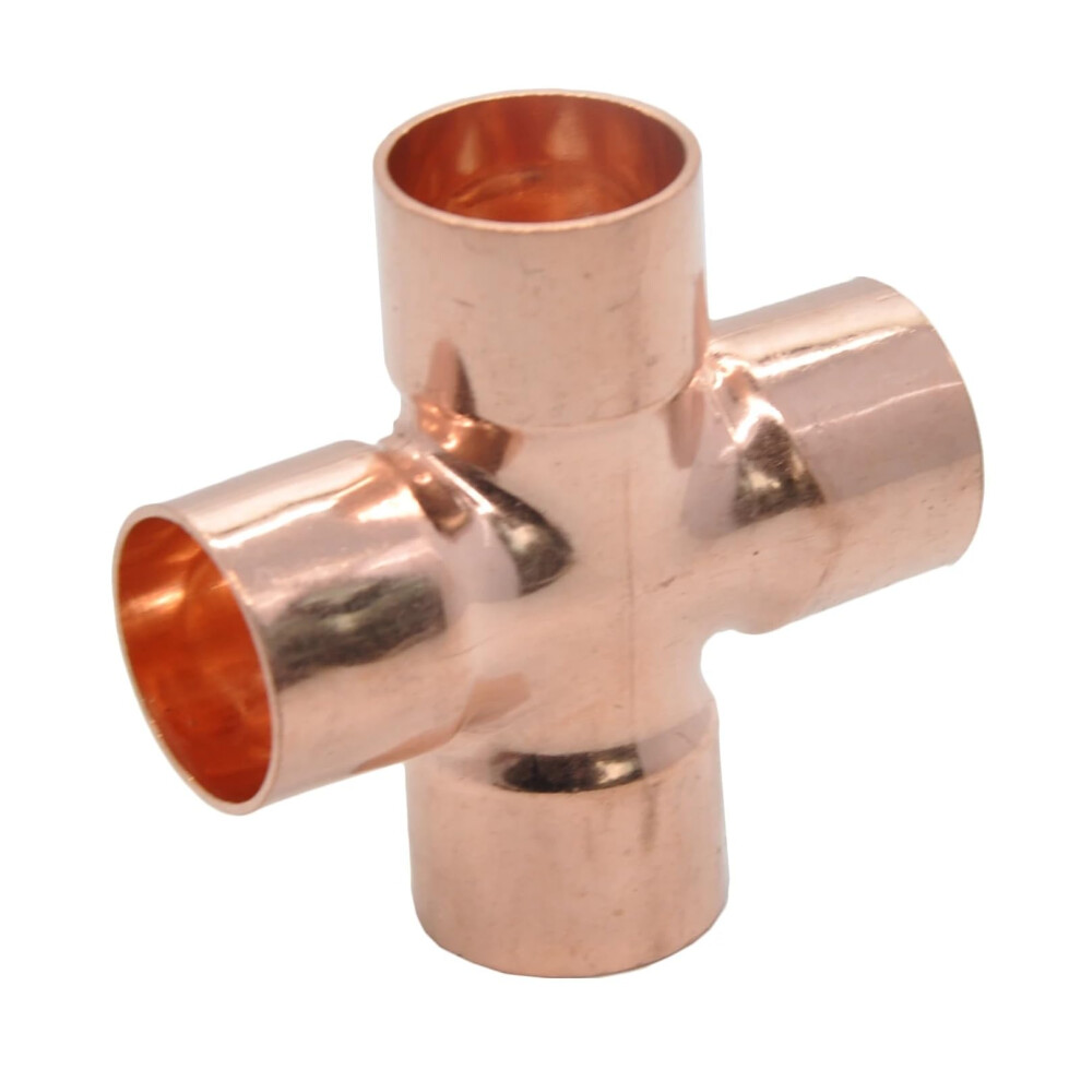 15Mm Copper Pipe Fitting End Feed Cross Connector 4 Way Leakproof Solder Joint For Plumbing 9426802358513