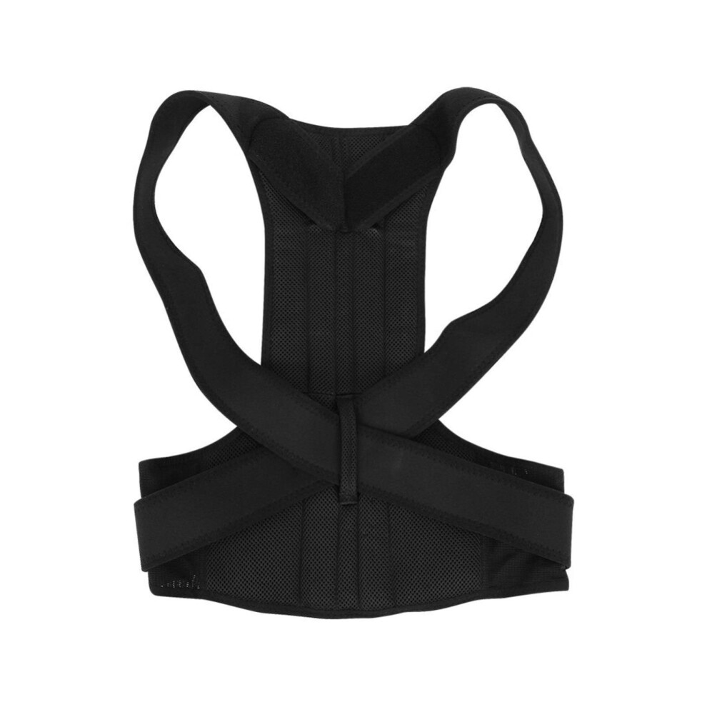 Adjustable Therapy Magnetic Posture Corrector Back Support (Black, XLarge)