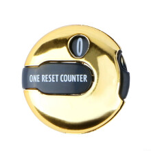 Golf Score Counter Compact Manual Keeper with One Touch Reset Button, Handheld Device for Clubs Equipment in Golden Color
