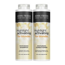John Frieda Sheer Blonde Highlight Activating Shampoo & Conditioner New Duo Pack - Avocado Oil, Vitamin C, 500ml Each (2659100)