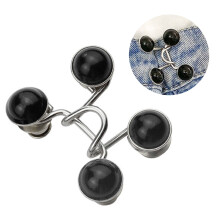 Elegant Pant Waist Adjuster and Button Pins - Black Pearl Alloy