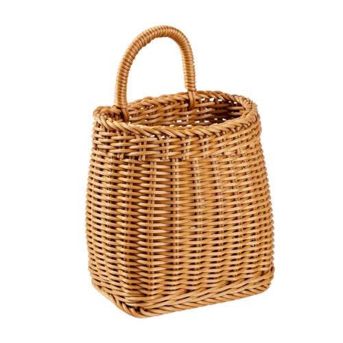 Imitation Rattan Baskets Versatile Storage Solution Decorative Wall Hanging Baskets With Handle For Kitchen Bathroom Storage Stylish Design Suitable A
