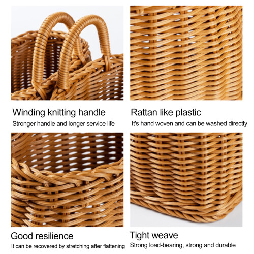 Imitation Rattan Baskets Versatile Storage Solution Decorative Wall Hanging Baskets With Handle For Kitchen Bathroom Storage Stylish Design Suitable A 1