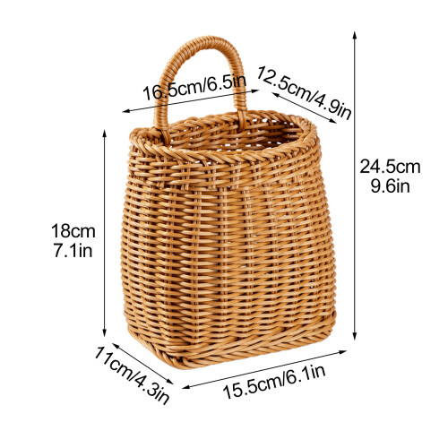 Imitation Rattan Baskets Versatile Storage Solution Decorative Wall Hanging Baskets With Handle For Kitchen Bathroom Storage Stylish Design Suitable A 2