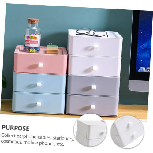 Desktop Drawer Box Multilayer Storage Rack Drawer Cabinet Storage Holder Office White 1