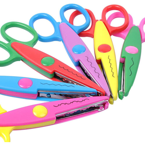 Versatile Scissors for Kids, Scrapbooking Supplies, Unique Patterns for Personalized Crafting, Precision Cuts for School Projects (6 Pieces)