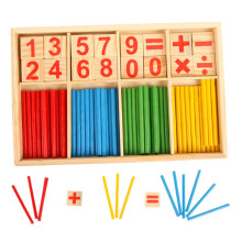 Blocuri de lemn pentru copii mici, Băț de inteligență matematică, Abac pentru copii, Jucării Montessori pentru obiecte manipulative matematice